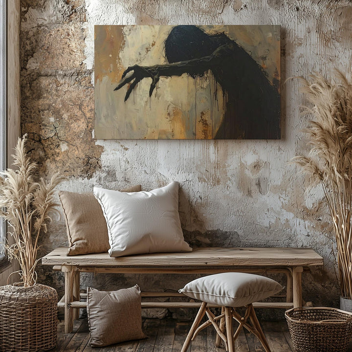 Dripping Shadow Creature Canvas – Abstract Horror Wall Art for Halloween - Gifitto