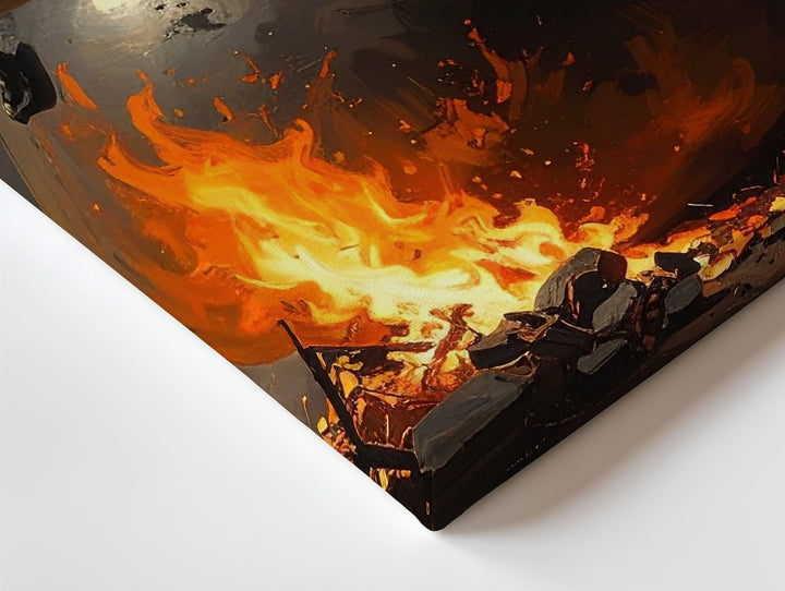 Enchanted Forest Witch Canvas – Flying Silhouette with Fire & Fog at Dusk - Gifitto