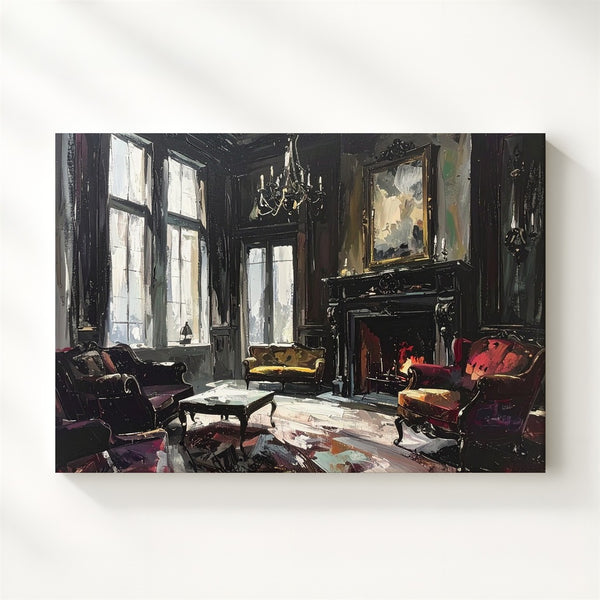Haunted Victorian Room Canvas – Gothic Interior with Velvet and Decay - Gifitto