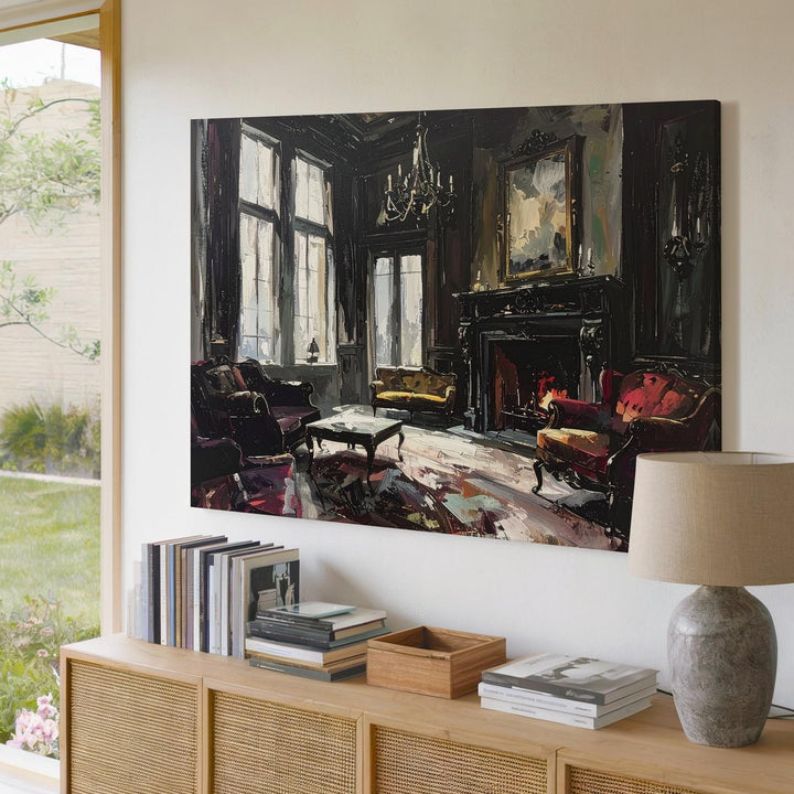 Haunted Victorian Room Canvas – Gothic Interior with Velvet and Decay - Gifitto