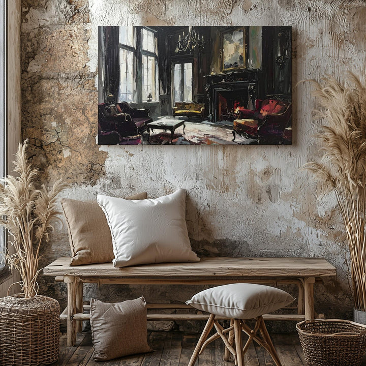 Haunted Victorian Room Canvas – Gothic Interior with Velvet and Decay - Gifitto
