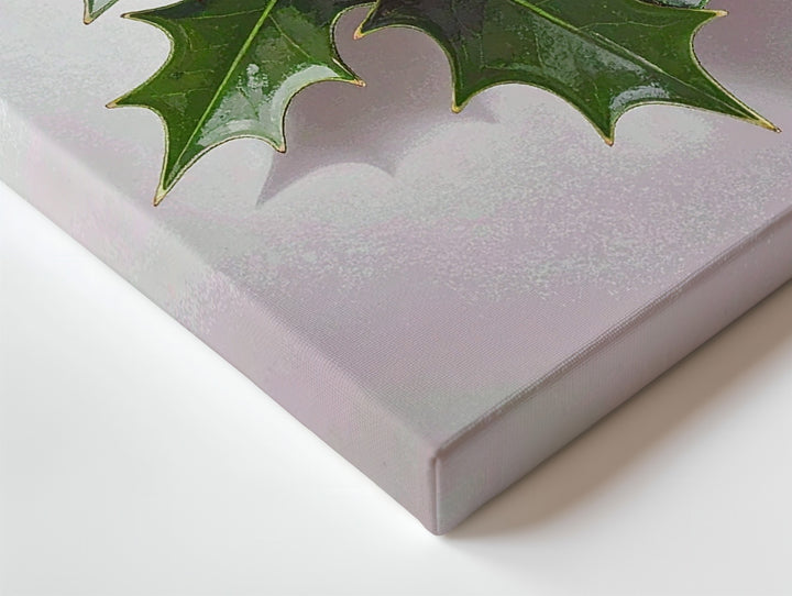 Minimal Holly Leaf Canvas – Clean Botanical Christmas Wall Art - Gifitto