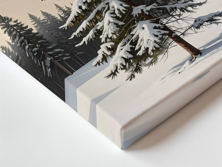 Minimal Snowy Pine Canvas – Serene Winter Christmas Nature Wall Art - Gifitto