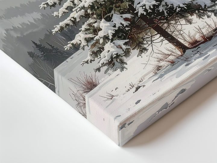Snow-Covered Pine Tree Canvas – Serene Winter Landscape Wall Art - Gifitto