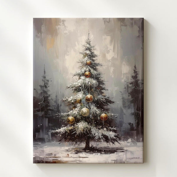 Frosted Christmas Tree Canvas – Elegant Snowy Holiday Forest Wall Art - Gifitto