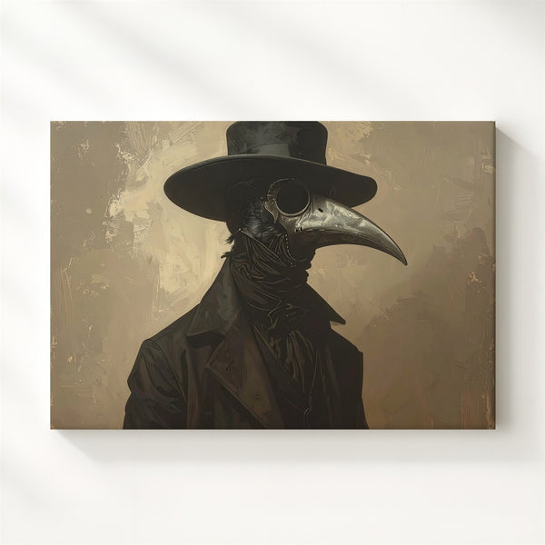 Sinister Plague Doctor Canvas – Vintage Gothic Halloween Portrait Art - Gifitto