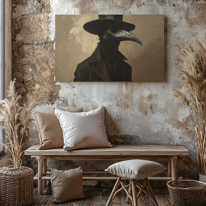 Sinister Plague Doctor Canvas – Vintage Gothic Halloween Portrait Art - Gifitto