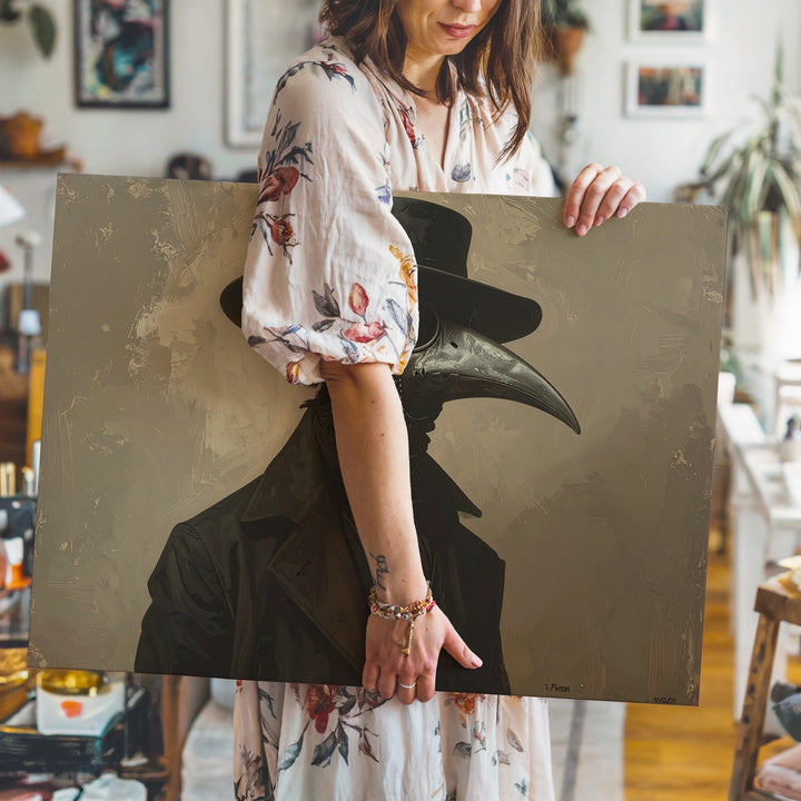 Sinister Plague Doctor Canvas – Vintage Gothic Halloween Portrait Art - Gifitto