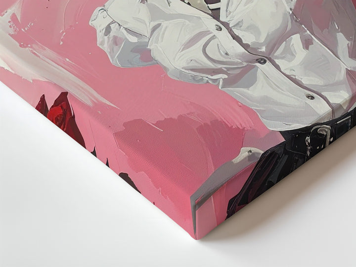 Flirtatious Skeleton Canvas – Rose-Hatted Dandy in Painterly Pink - Gifitto