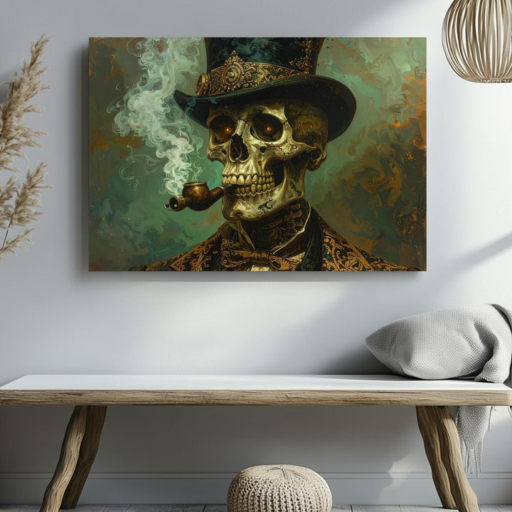 Victorian Skull Gentleman Canvas – Steampunk Gothic Halloween Wall Art - Gifitto