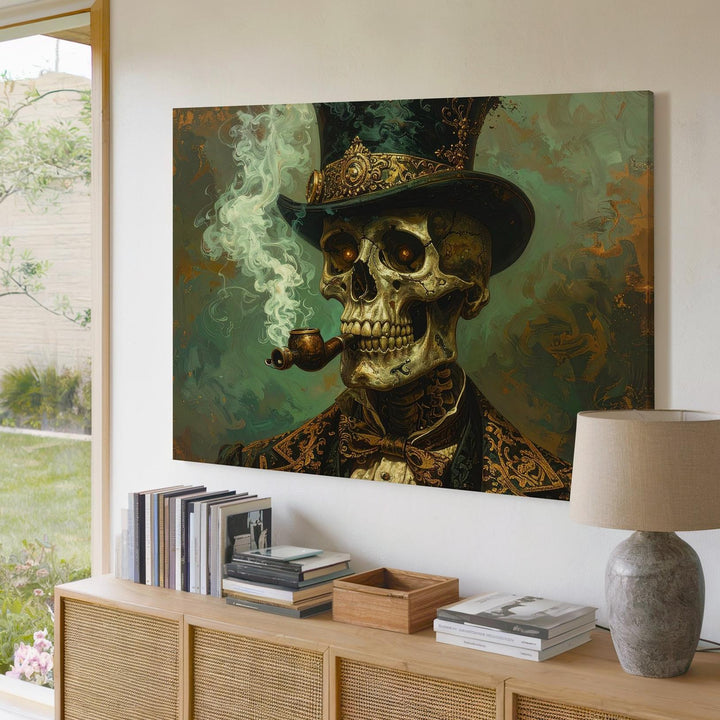 Victorian Skull Gentleman Canvas – Steampunk Gothic Halloween Wall Art - Gifitto