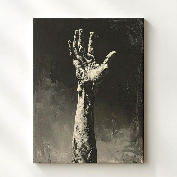 Skeletal Hand Canvas – Minimalist Horror Wall Art in Black & White - Gifitto