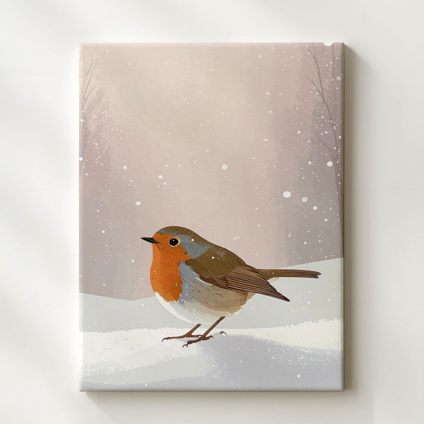 Winter Robin in Snow Canvas – Peaceful Holiday Stillness & Nature’s Quiet Charm - Gifitto