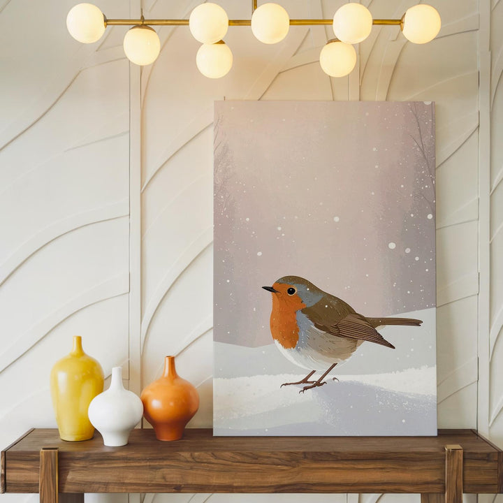 Winter Robin in Snow Canvas – Peaceful Holiday Stillness & Nature’s Quiet Charm - Gifitto