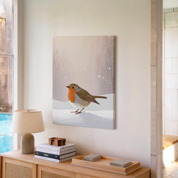 Winter Robin in Snow Canvas – Peaceful Holiday Stillness & Nature’s Quiet Charm - Gifitto