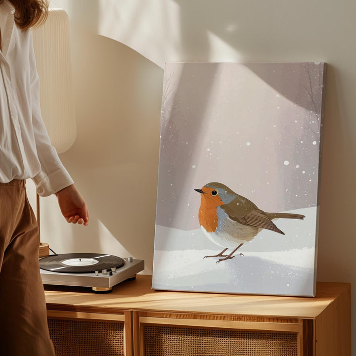 Winter Robin in Snow Canvas – Peaceful Holiday Stillness & Nature’s Quiet Charm - Gifitto