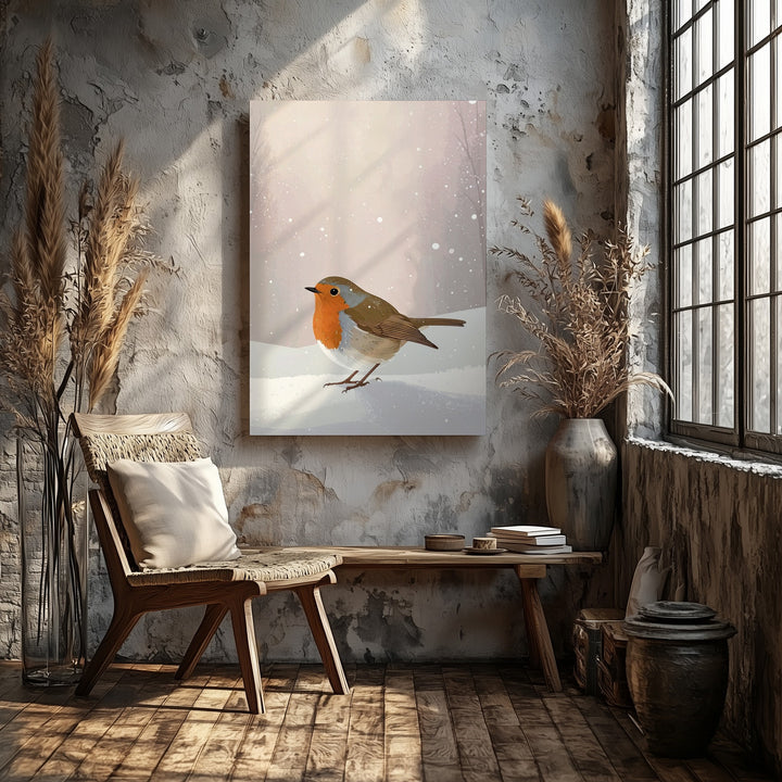 Winter Robin in Snow Canvas – Peaceful Holiday Stillness & Nature’s Quiet Charm - Gifitto