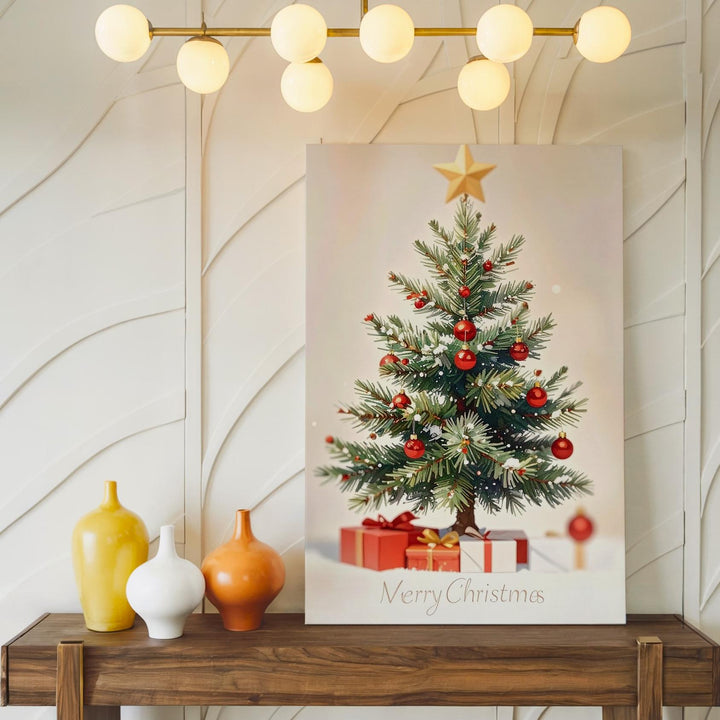 Minimal Christmas Tree Canvas – Festive Greeting Card Style Holiday Art - Gifitto
