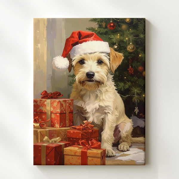 Santa Pup with Gifts Canvas – Festive Pet Charm & Cozy Christmas Cheer - Gifitto