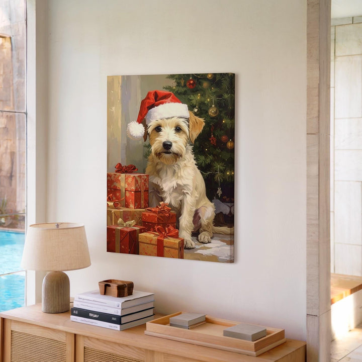 Santa Pup with Gifts Canvas – Festive Pet Charm & Cozy Christmas Cheer - Gifitto