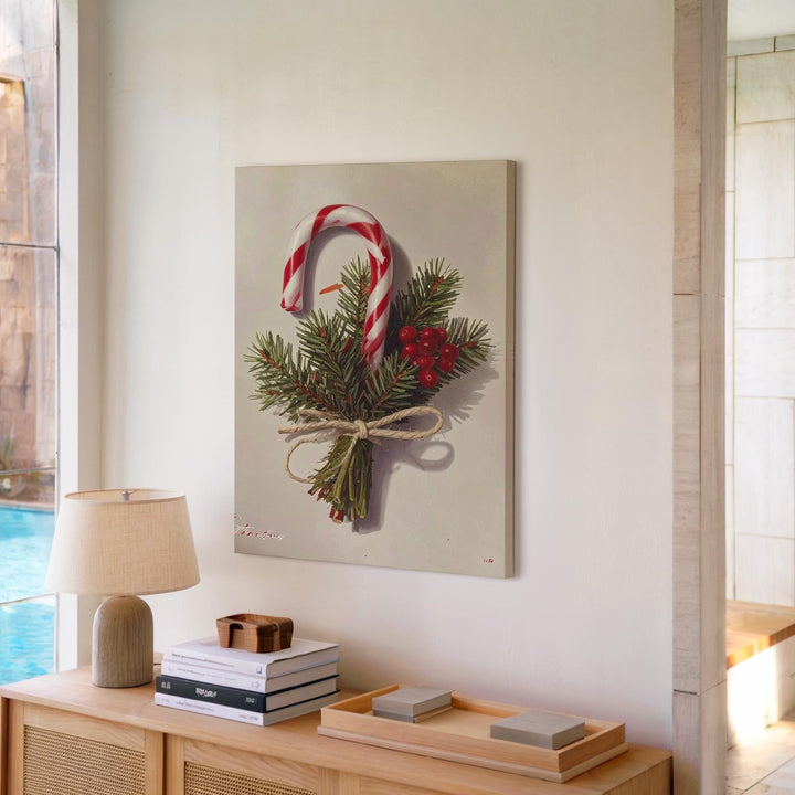 Watercolor Christmas Bundle Canvas – Candy Cane & Pine Holiday Wall Art - Gifitto