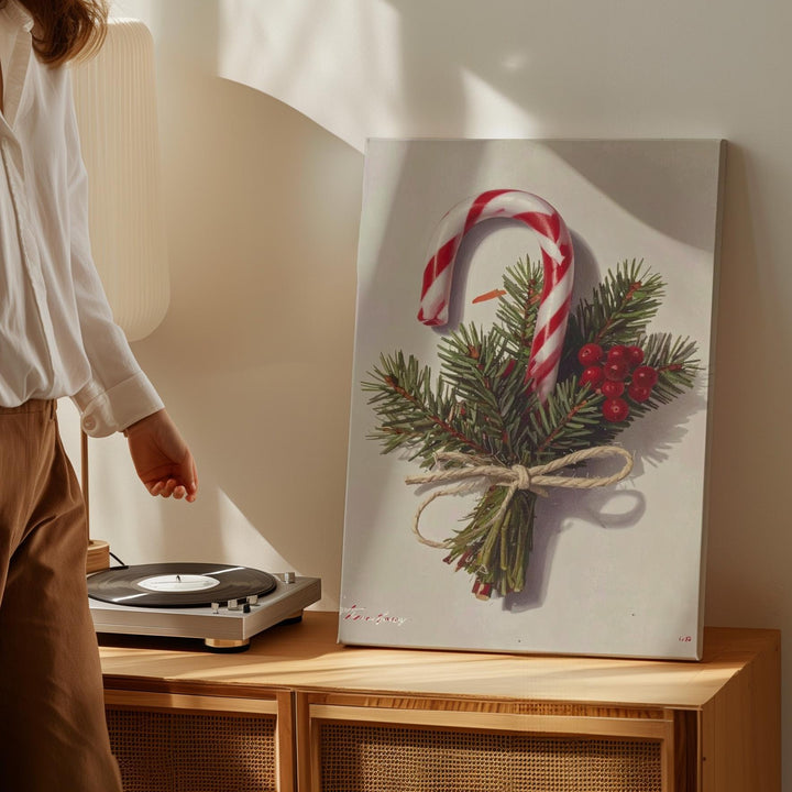 Watercolor Christmas Bundle Canvas – Candy Cane & Pine Holiday Wall Art - Gifitto
