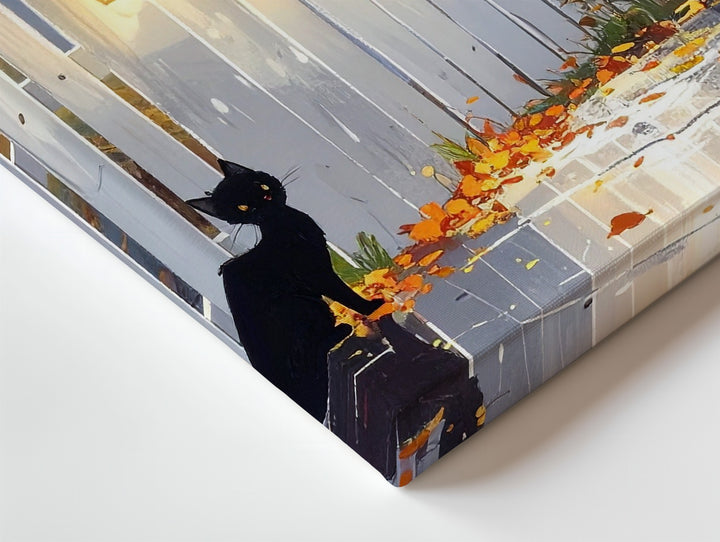 Ghost & Cat in the Rain Canvas – Cozy Suburban Halloween Night Art - Gifitto