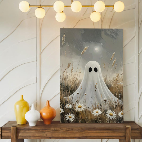 Ghost in the Meadow – Ethereal Wildflower Spirit Canvas Art - Gifitto
