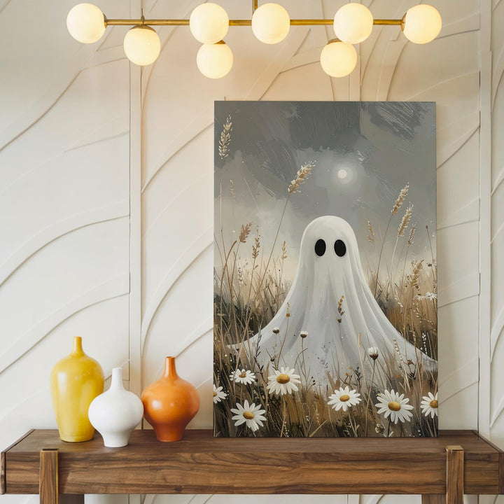 Ghost in the Meadow – Ethereal Wildflower Spirit Canvas Art - Gifitto