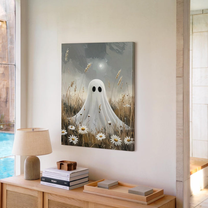 Ghost in the Meadow – Ethereal Wildflower Spirit Canvas Art - Gifitto