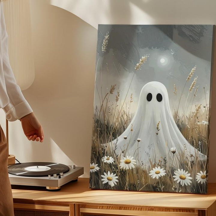 Ghost in the Meadow – Ethereal Wildflower Spirit Canvas Art - Gifitto