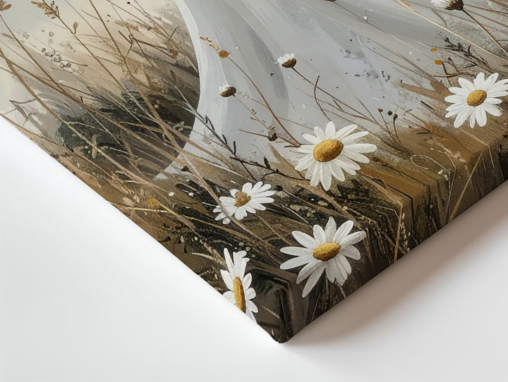 Ghost in the Meadow – Ethereal Wildflower Spirit Canvas Art - Gifitto