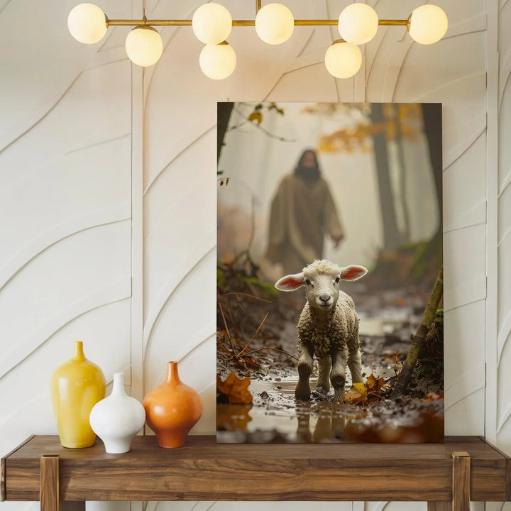Lamb in the Clearing Canvas – Christian Wall Art of Divine Pursuit, Love, and Sacred Rescue - Gifitto