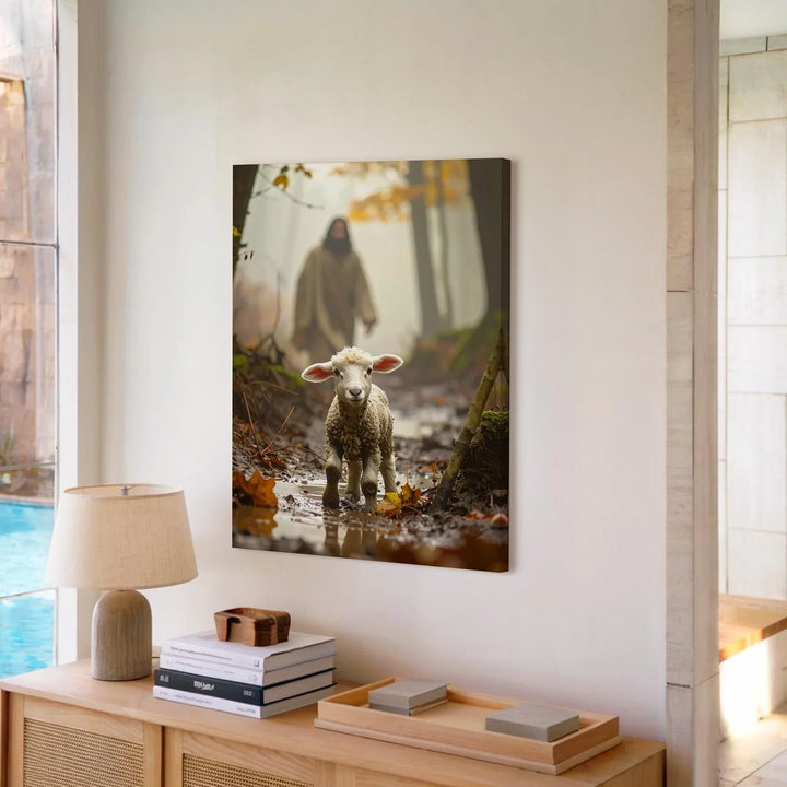 Lamb in the Clearing Canvas – Christian Wall Art of Divine Pursuit, Love, and Sacred Rescue - Gifitto
