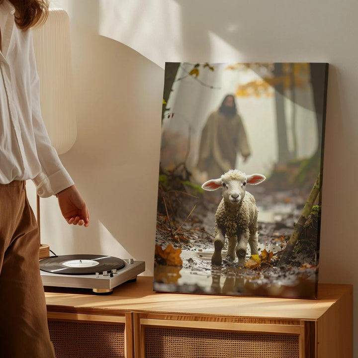 Lamb in the Clearing Canvas – Christian Wall Art of Divine Pursuit, Love, and Sacred Rescue - Gifitto