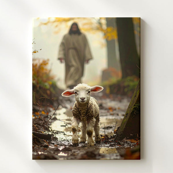 The Lost Lamb Canvas – Christian Wall Art of Divine Compassion and Sacred Pursuit - Gifitto