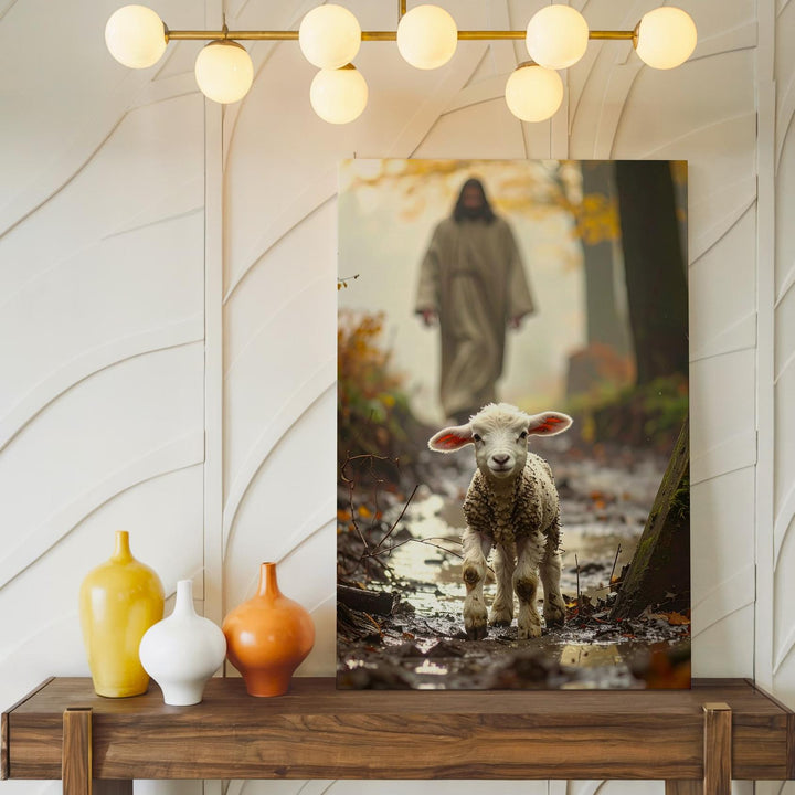 The Lost Lamb Canvas – Christian Wall Art of Divine Compassion and Sacred Pursuit - Gifitto