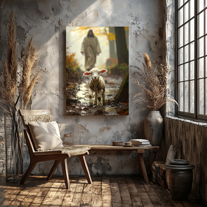 The Lost Lamb Canvas – Christian Wall Art of Divine Compassion and Sacred Pursuit - Gifitto