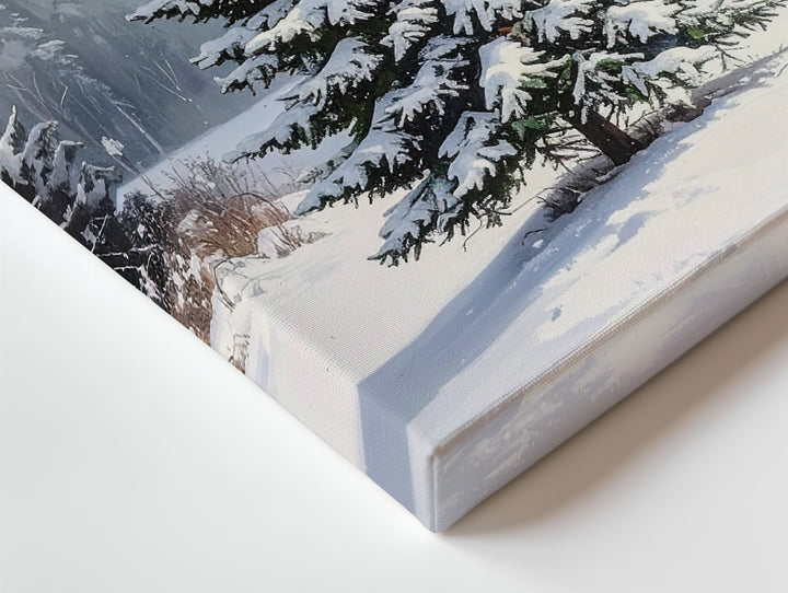 Snow-Dusted Christmas Tree Canvas – Peaceful Winter Forest Holiday Wall Art - Gifitto