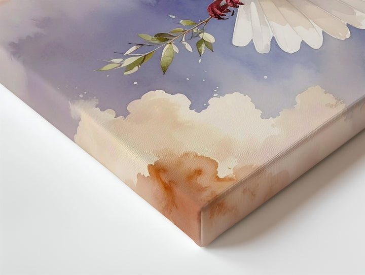 Watercolor Dove of Peace Canvas – Minimalist Christian Wall Art of the Holy Spirit and Grace - Gifitto