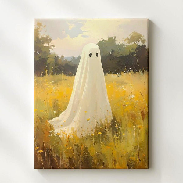 Meadow Spirit Canvas – Ghost in Sunlit Field of Wildflowers - Gifitto