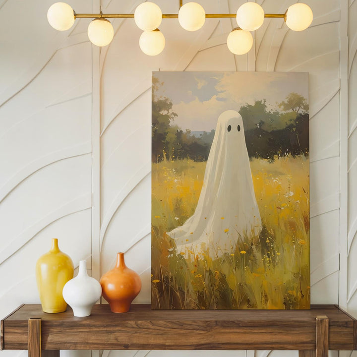 Meadow Spirit Canvas – Ghost in Sunlit Field of Wildflowers - Gifitto