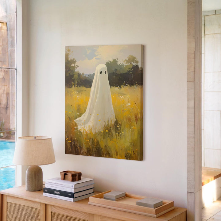 Meadow Spirit Canvas – Ghost in Sunlit Field of Wildflowers - Gifitto
