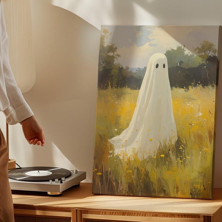Meadow Spirit Canvas – Ghost in Sunlit Field of Wildflowers - Gifitto