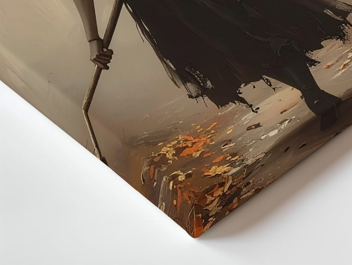 Solitary Witch in Misty Forest Canvas – Ethereal Halloween Journey Wall Art - Gifitto