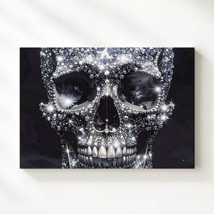 Diamond Skull Canvas – Luxurious Gothic Art with Gemstone Sparkle - Gifitto