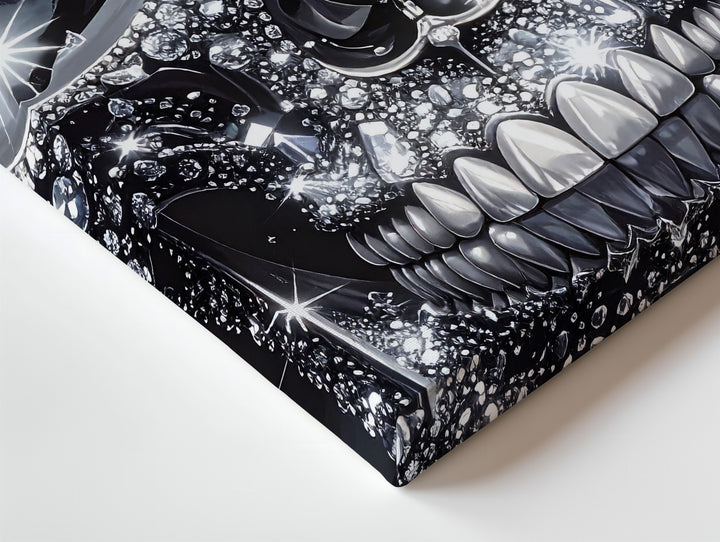 Diamond Skull Canvas – Luxurious Gothic Art with Gemstone Sparkle - Gifitto