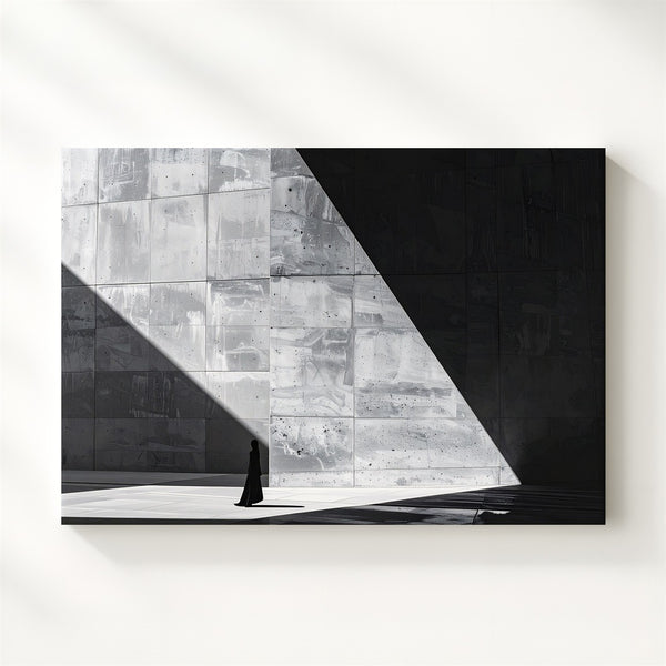 Monolith & Light Canvas – Abstract Architectural Horror in Black and White - Gifitto