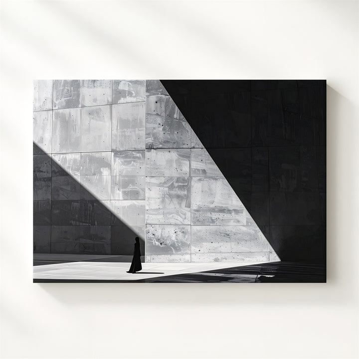 Monolith & Light Canvas – Abstract Architectural Horror in Black and White - Gifitto