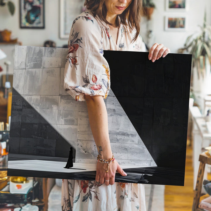 Monolith & Light Canvas – Abstract Architectural Horror in Black and White - Gifitto